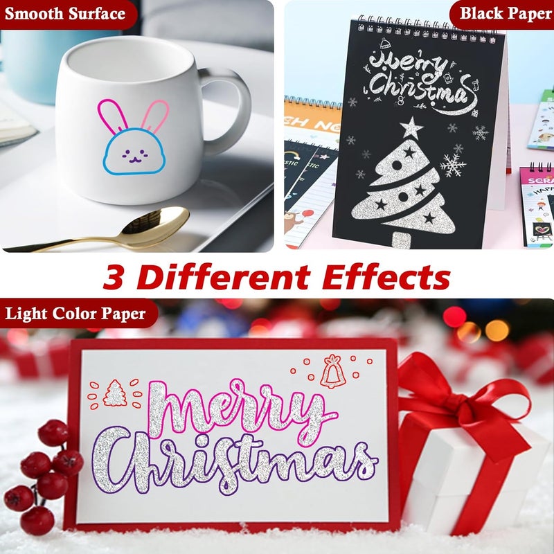 AKUBLE Shimmer Markers Doodle Outline Pens - Stocking Stuffers Kids Teen Tween Girls Ages 4 8 10 12 Year Old Gift Present 24 Colors Metallic Glitter Double Line Sparkle Set Art Craft Drawing Supplies Stuff - Image 5